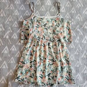Italian Tropical Floral Spaghetti Strap Dress
